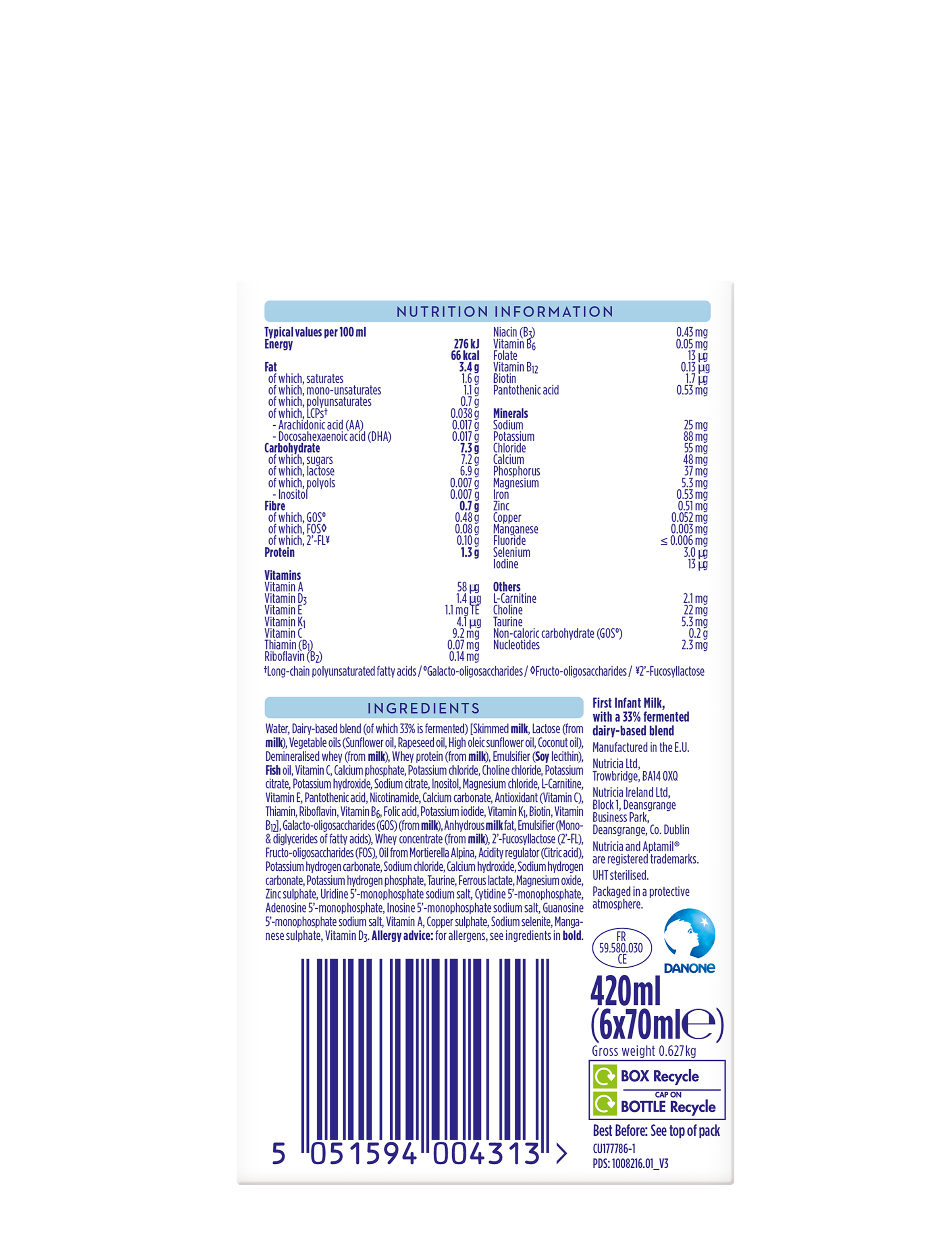 Aptamil® Advanced First Infant Milk Starter Pack 6x70ml