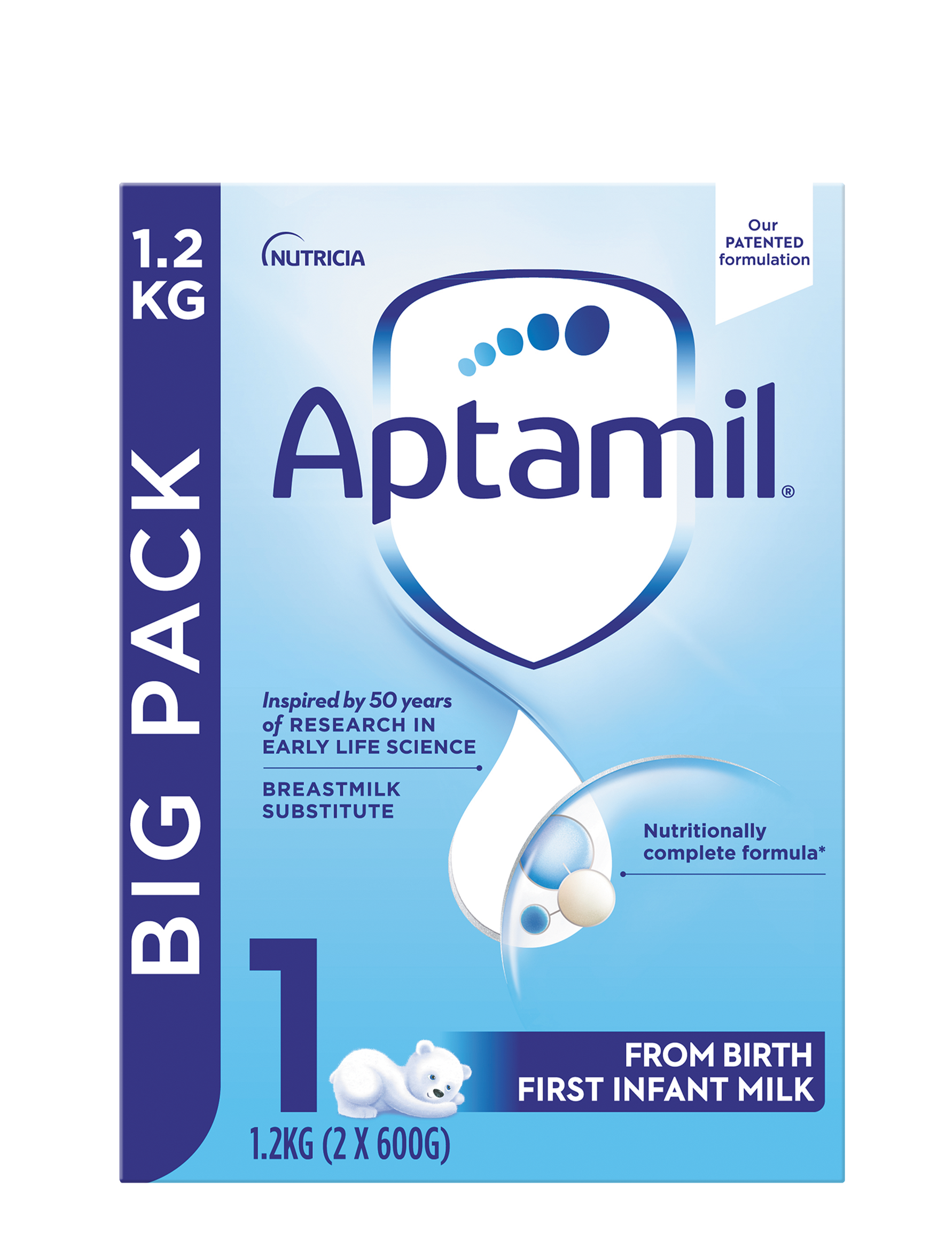 Aptamil 1 × 2 (0-6 months) Aptamil Infant Formula 1.2kg Big Pack | Aptaclub UK