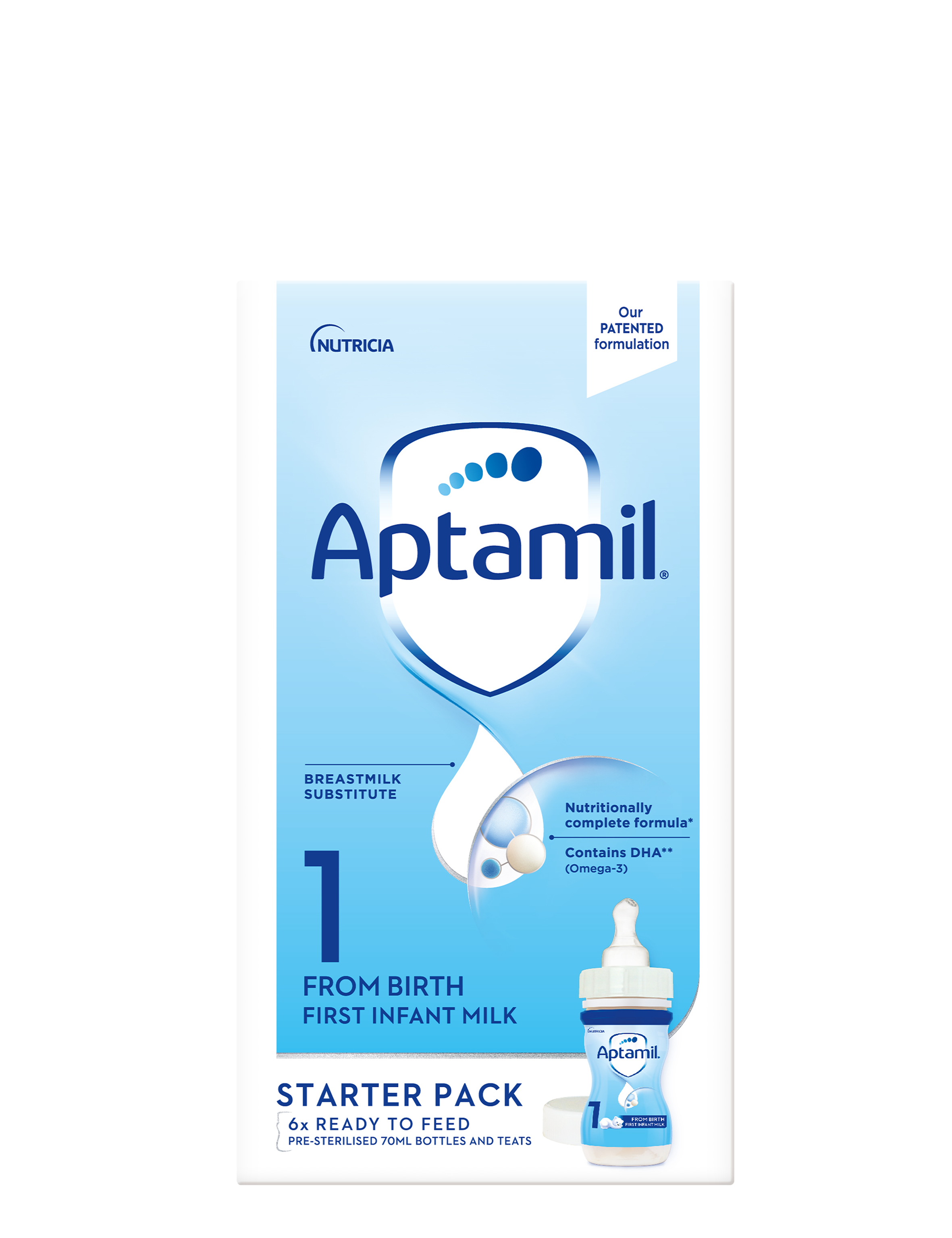 Aptamil First Infant Milk 6 x 70ml Bottles Aptashop