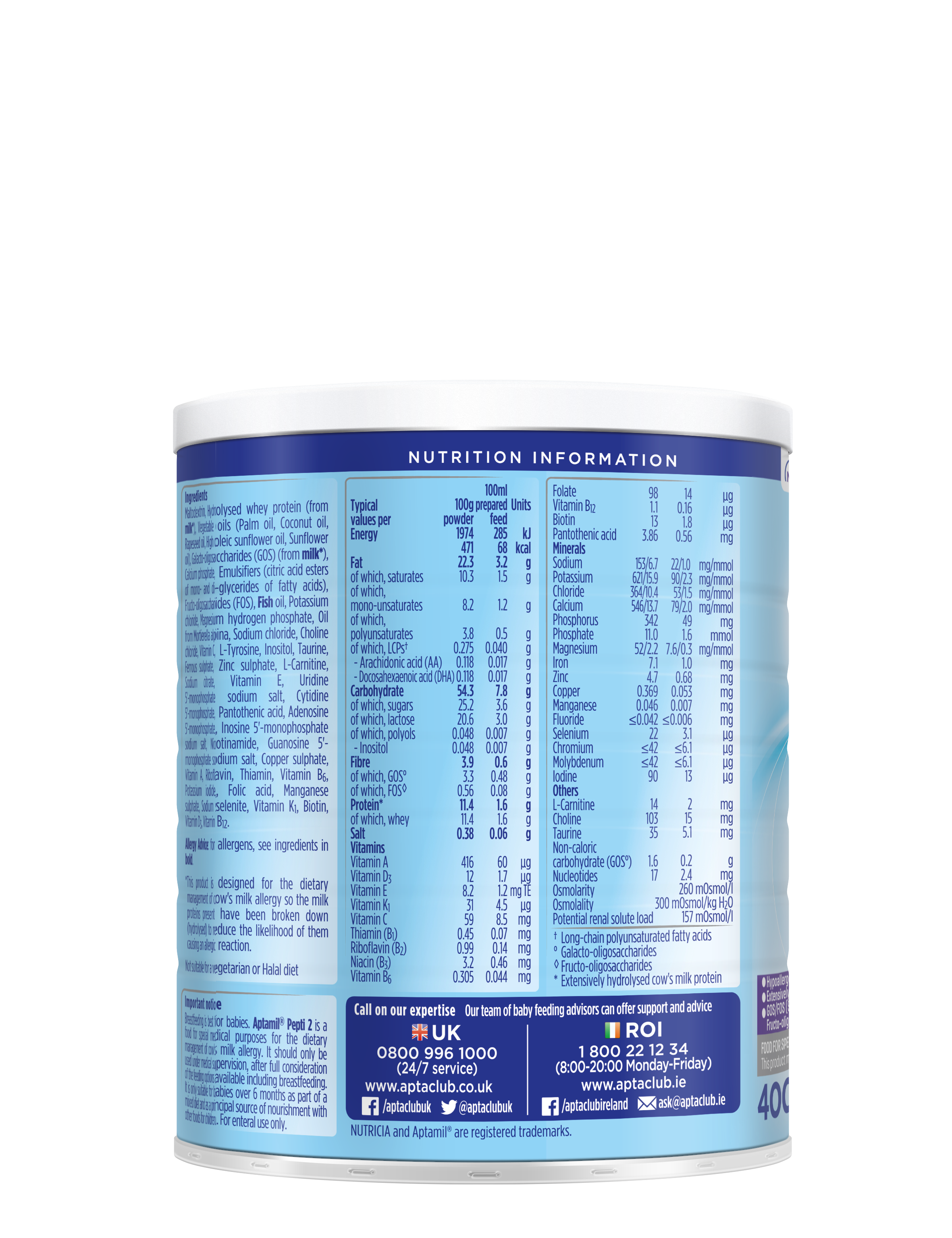 Aptamil® Pepti 2 400g Tin Extensively Hydrolysed Formula